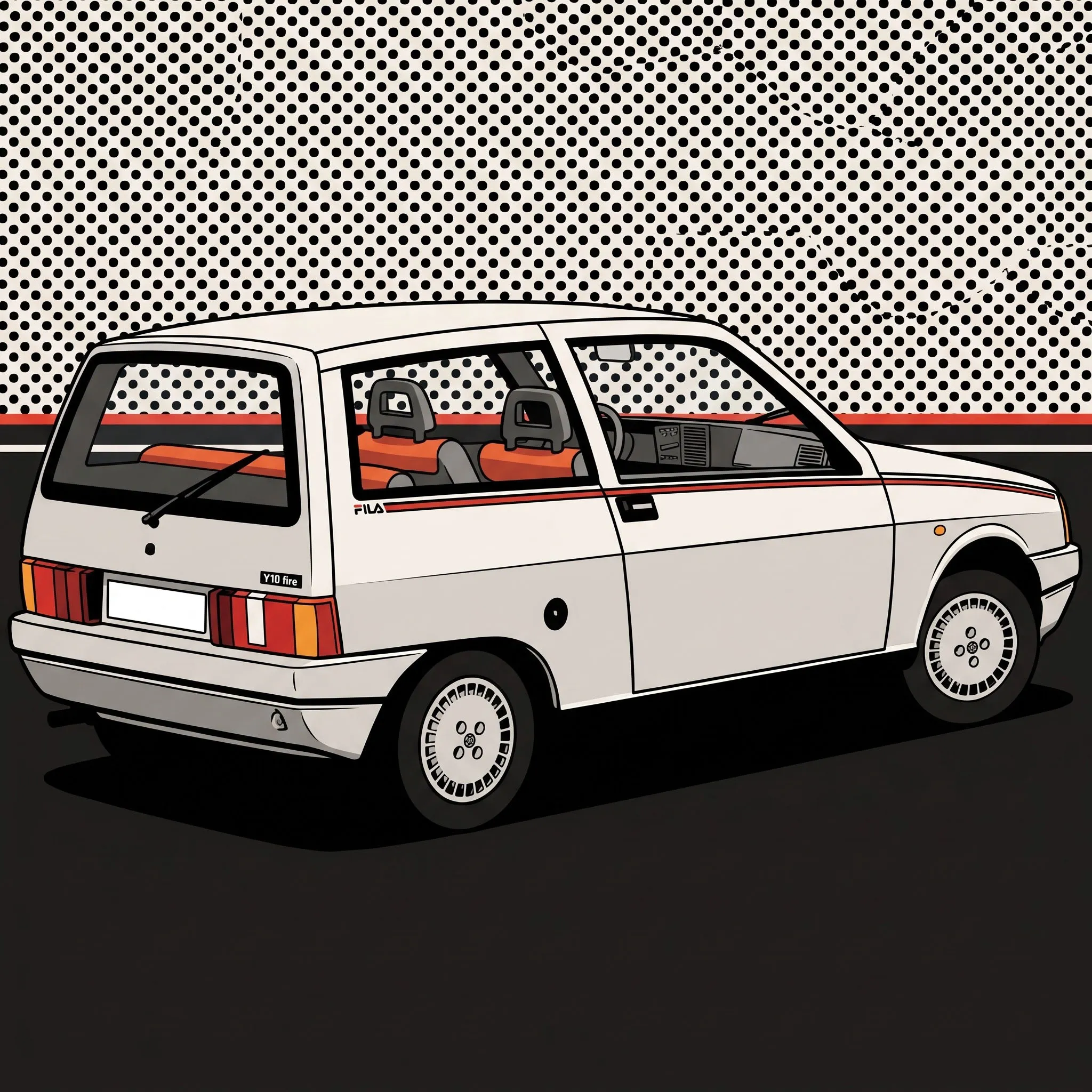 Autobianchi Y10 Fila bianca con il logo sul montante posteriore