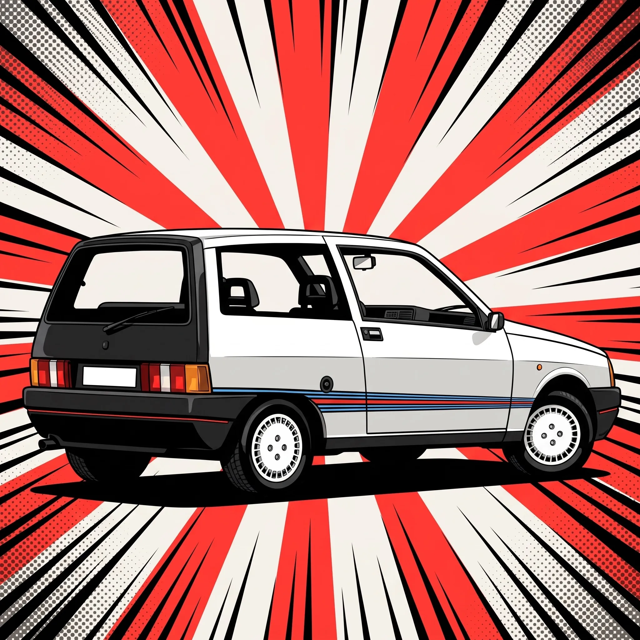 Autobianchi Y10 Martini con le bande racing sulla fiancata