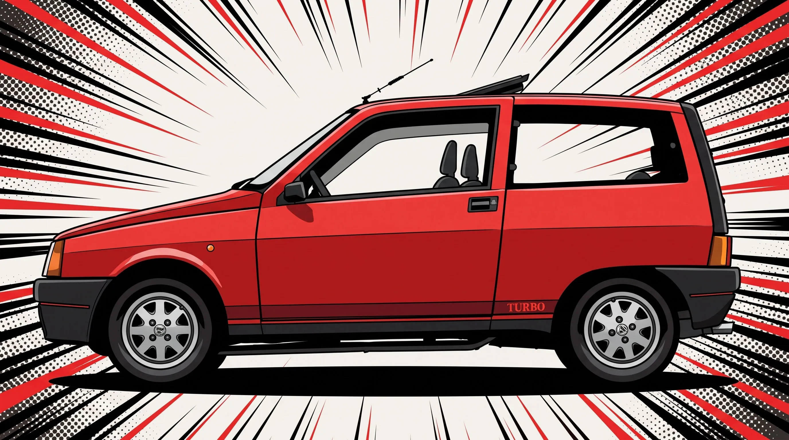 Autobianchi Y10 Turbo rossa di profilo