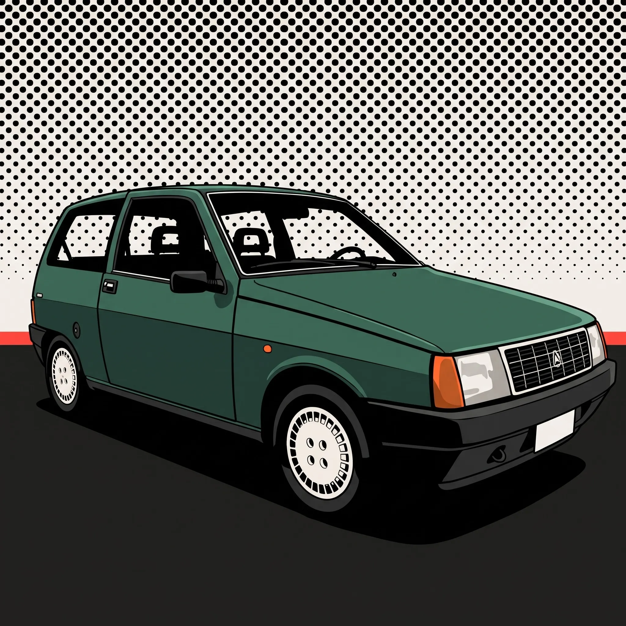 Autobianchi Y10 prima serie vista di tre quarti anteriore